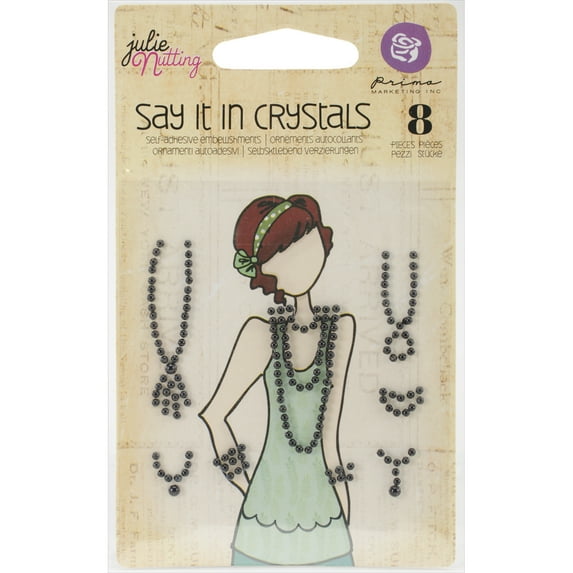 Julie Nutting Mixed Media Say It In Pearls Embellishments-Black, Pk 6