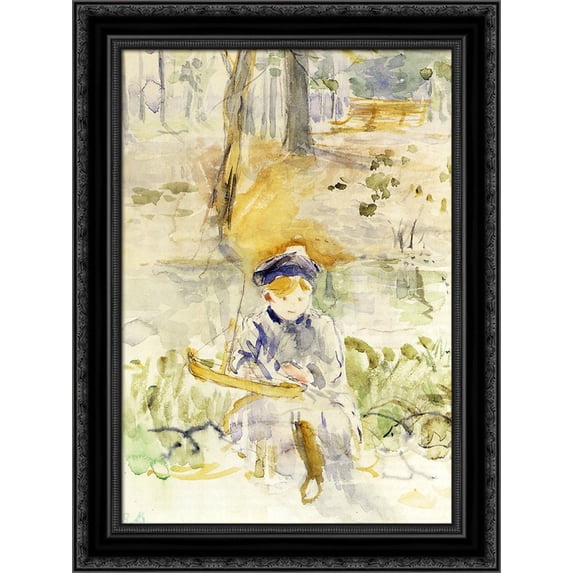 Julie and Her Boat 20x24 Black Ornate Wood Framed Canvas Art by Morisot, Berthe