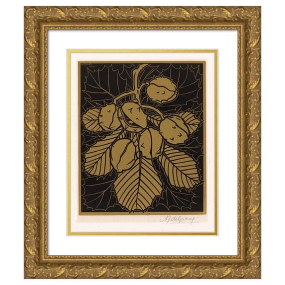 Julie de Graag 12x14 Gold Ornate Wood Frame and Double Matted Museum Art Print Titled - Kastanjet (1919)