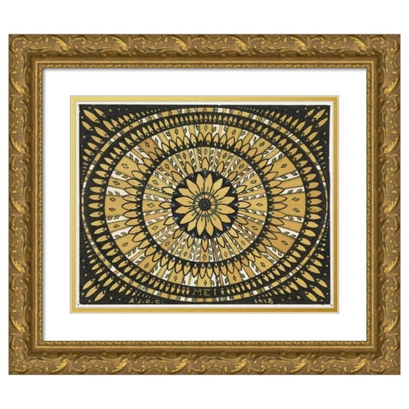 Julie de Graag 24x20 Gold Ornate Framed and Double Matted Museum Art Print Titled - The Month of May; Rosette with Stylized Sheets (1918)