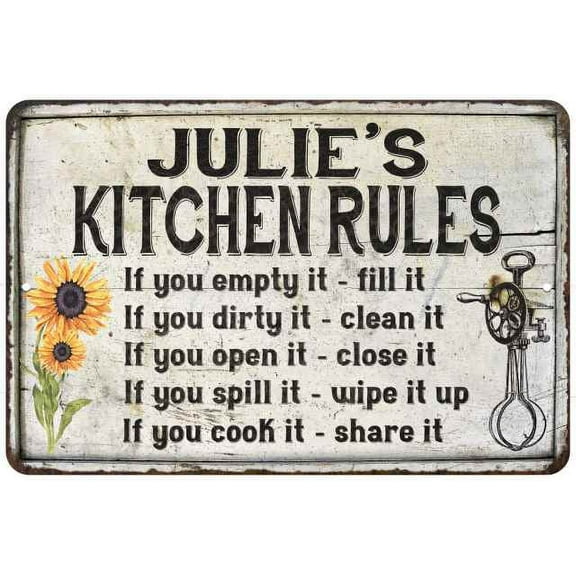 Julie's Kitchen Rules Chic Sign Vintage Decor 8x12 Metal Sign 208120032055
