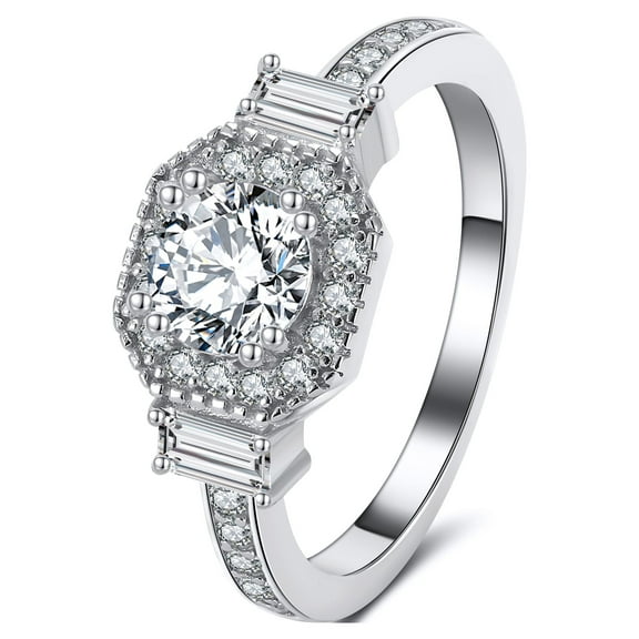 Julieanna Halo Engagement Ring Cz Sterling Silver Womens Ginger Lyne Collection