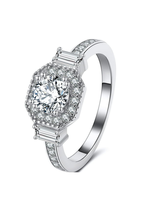 Julieanna Halo Engagement Ring Cz Sterling Silver Womens Ginger Lyne Collection