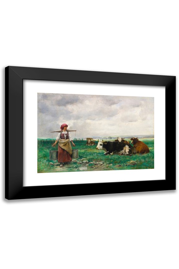 Julien Dupré 14x11 Black Modern Framed Museum Art Print Titled - The Milkmaid