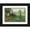 thumbnail image 1 of Julien Dupré 24x17 Black Ornate Framed Double Matted Museum Art Print Titled: In a Pasture, 1 of 5