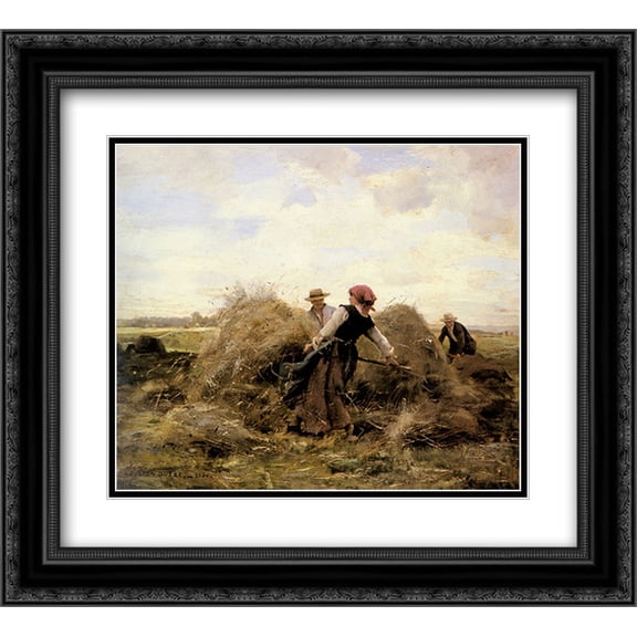 Julien Dupre 2x Matted 22x20 Black Ornate Framed Art Print 'The Harvesters'