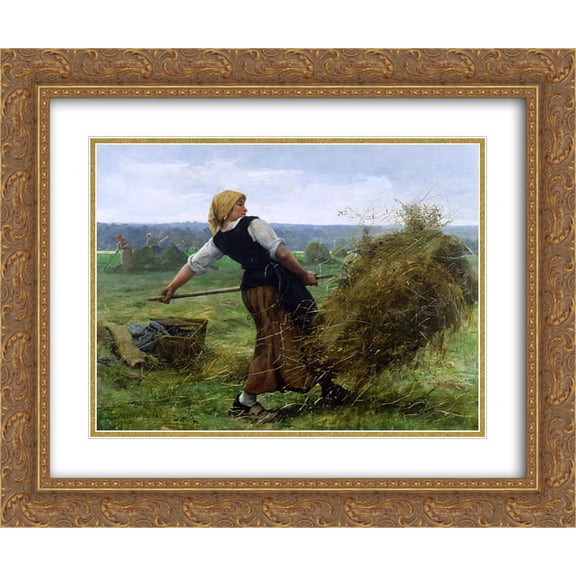 Julien Dupre 2x Matted 24x20 Gold Ornate Framed Art Print 'La Faneuse'