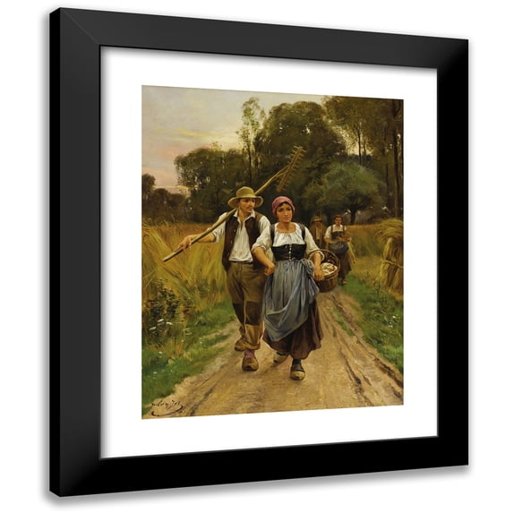 Julien Joseph (Julien Jos) 15x18 Black Modern Framed Museum Art Print Titled - Untitled (Peasant Farmers)