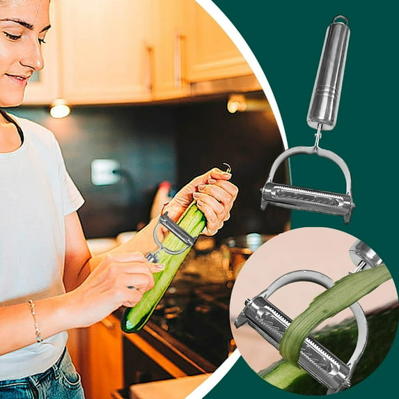 Julienne Peeler, Stainless Steel Vegetable Peeler, Double-Sided Blade Vegetable Julienne Cutter and Fruit Slicer, Vuyungers Dual Blade Multifunction Potato Peeler