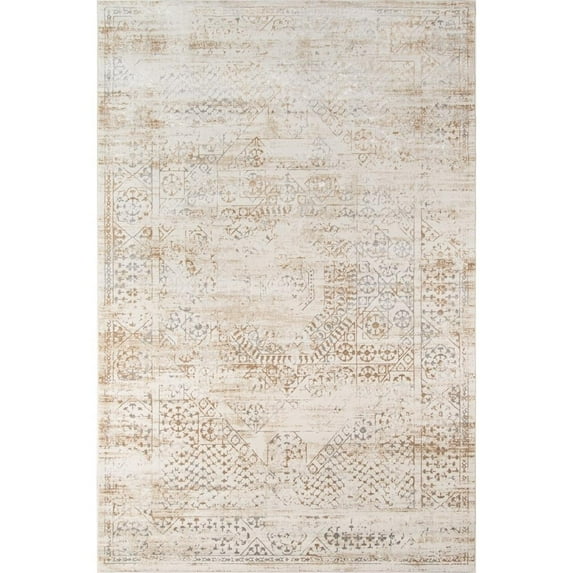 Momeni Distressed Design Geometric/Abstract Oriental Area Rugs, Beige, 1299" x 449