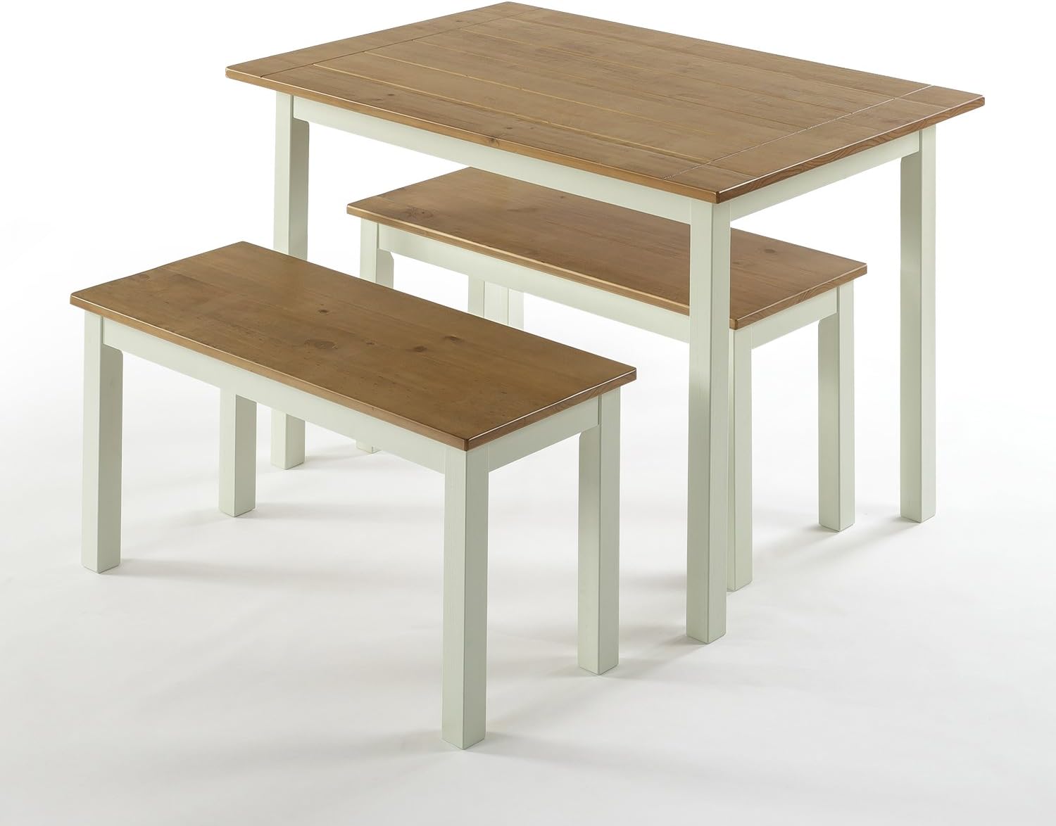 Juliet Espresso Wood Dining Table with Two Benches / 3 Piece Set, Table