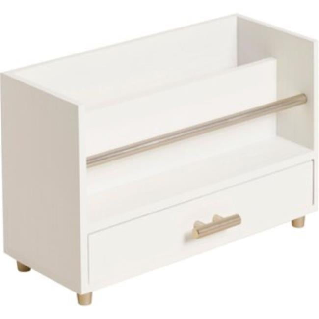 White Pine Desk Organizer with Brass Accents and Drawer