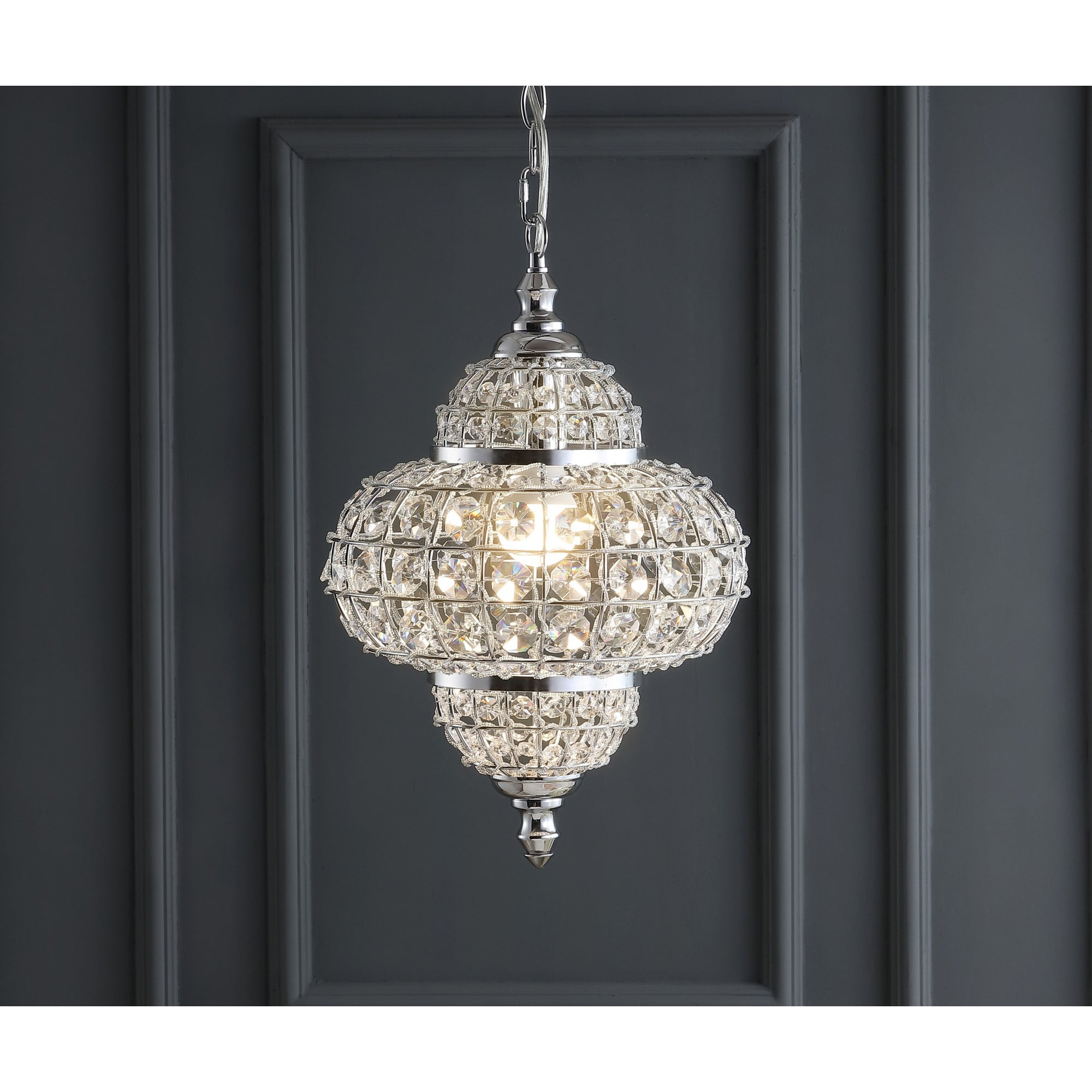 Juliette 19.5" Chrome and Crystal Modern LED Pendant Light
