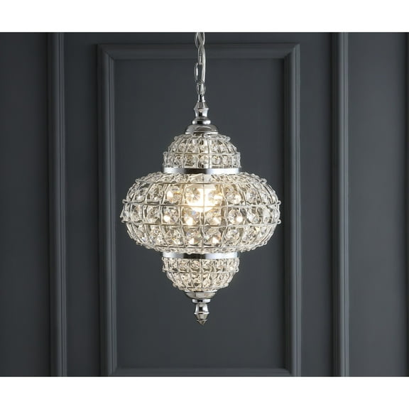 JONATHAN Y Juliette 12" Crystal/Metal LED Pendant Pendant, Chrome