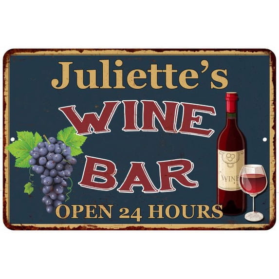 Juliette's Green Wine Bar Sign Wall Decor 8 x 12 Matte Finish Metal 108120043934