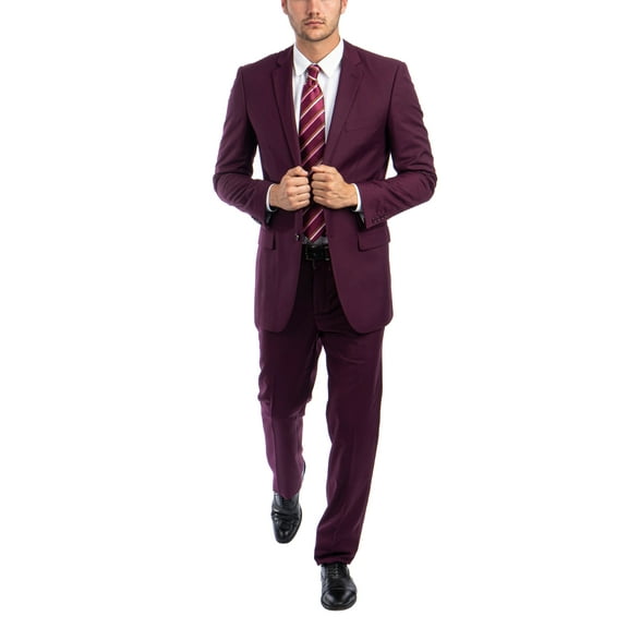 Julinie Mens Suit 2-Piece Solid Suit Set with Jacket and Dress Pants, Modern Fit