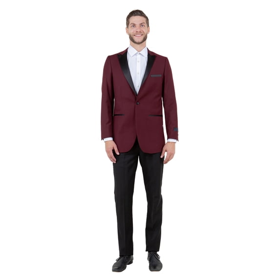 Julinie Mens Premium Tuxedo 2-Piece Satin Peak Lapel One Bottom Jacket With Matching Pants
