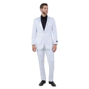 Julinie Mens Premium Tuxedo 2-Piece Satin Peak Lapel One Bottom Jacket With Matching Pants