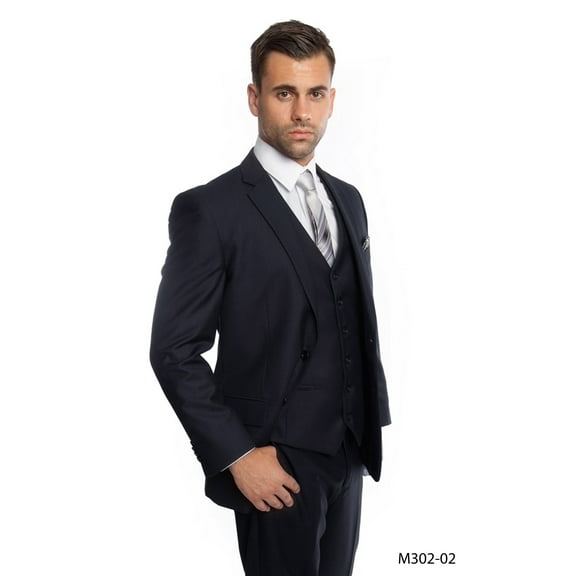 Julinie Mens Suit 3-Piece Solid Suit Set with Jacket, Vest, and Dress Pants - Modern Fit