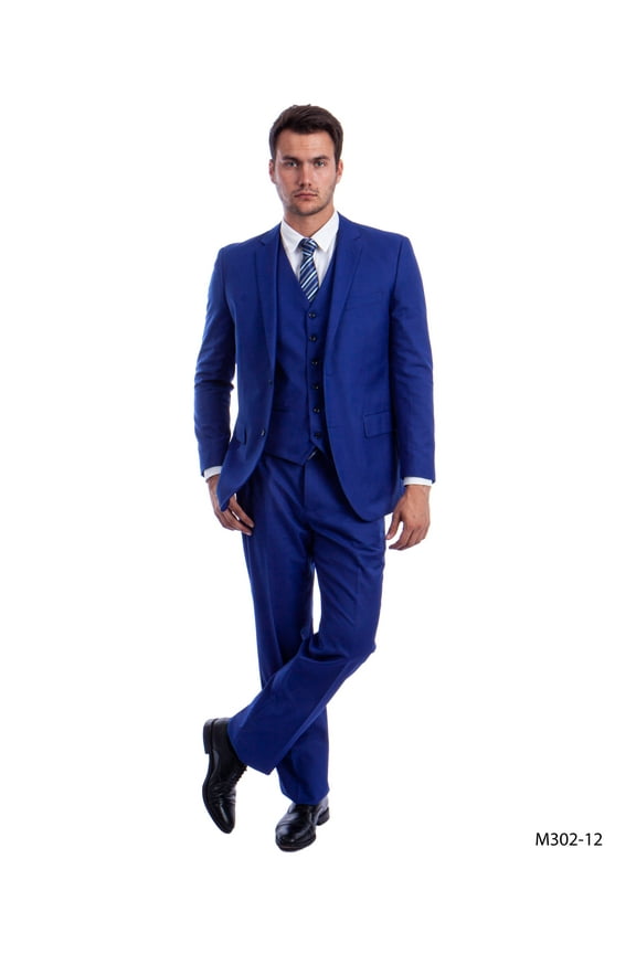 Mens Suit 3-Piece Solid Suit Set with Jacket, Vest, and Dress Pants - Modern Fit
