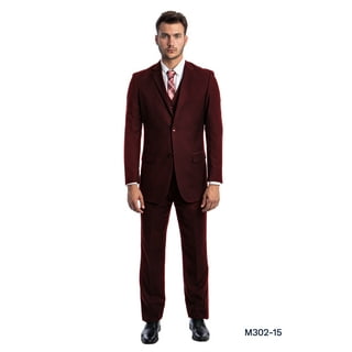 Julinie Mens Suit 3-Piece Solid Suit Set with Jacket, Vest, and Dress Pants - Modern Fit
