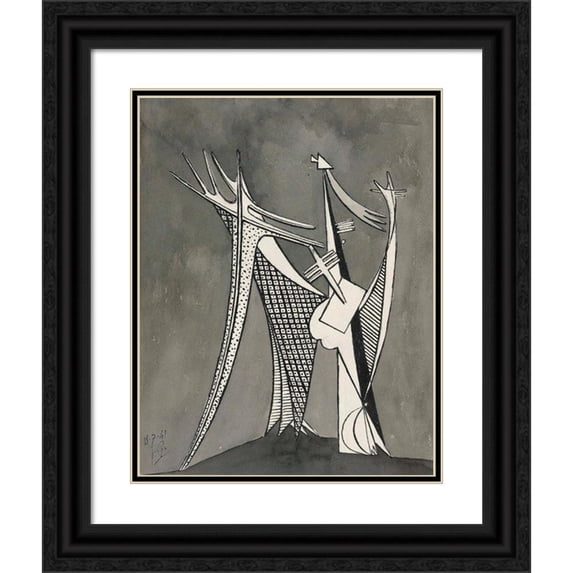 Julio González 15x18 Black Ornate Wood Framed Double Matted Museum Art Print Titled - Abstract (1941)