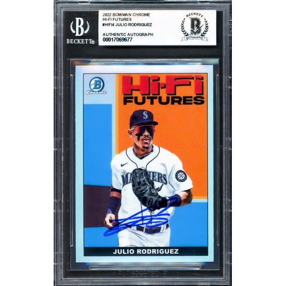 Julio Rodriguez Autographed 2022 Bowman Chrome Hi-Fi Futures Rookie Card #HIFI-4 Seattle Mariners Beckett BAS 233952