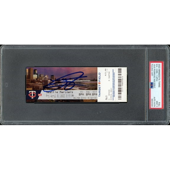Julio Rodriguez Autographed 2022 MLB Debut Rookie Ticket 4/8/2022 Seattle Mariners PSA 9 (Stadium) PSA/DNA Stock #262040