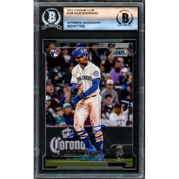 Julio Rodriguez Autographed 2022 Stadium Club Rookie Card #148 Seattle Mariners Beckett BAS 221213