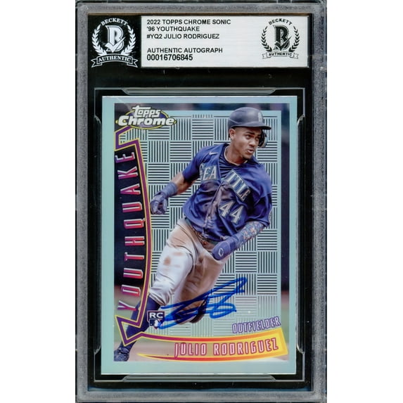 Julio Rodriguez Autographed 2022 Topps Chrome Youthquake Rookie Card #YQ2 Seattle Mariners Beckett BAS #16706845
