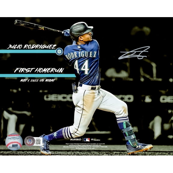 Julio Rodriguez Autographed 8X10 Photo Seattle Mariners First Home Run Beckett BAS QR 219037