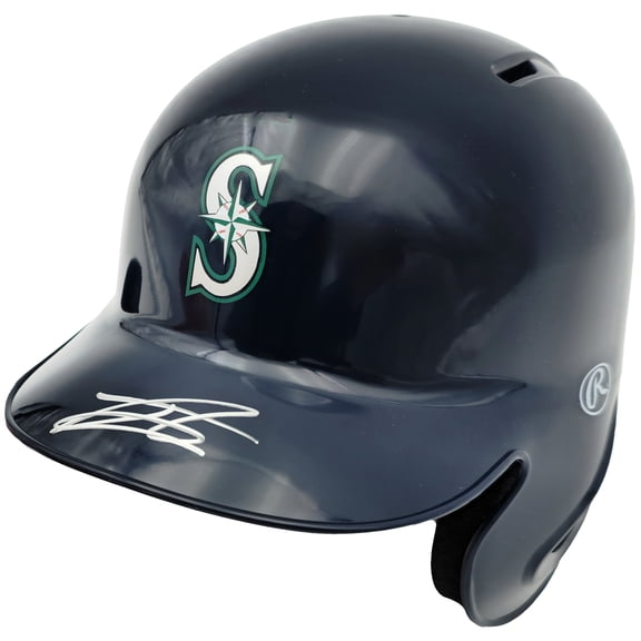 Julio Rodriguez Autographed Seattle Mariners Blue Mini Helmet (Minor Scratches/Scuffs) Beckett BAS QR 234035