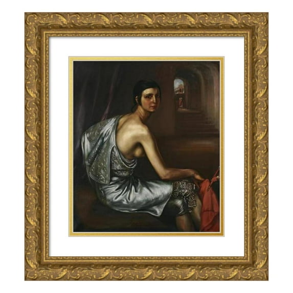 Julio Romero De Torres 12x14 Gold Ornate Wood Frame and Double Matted Museum Art Print Titled - The Torero Girl