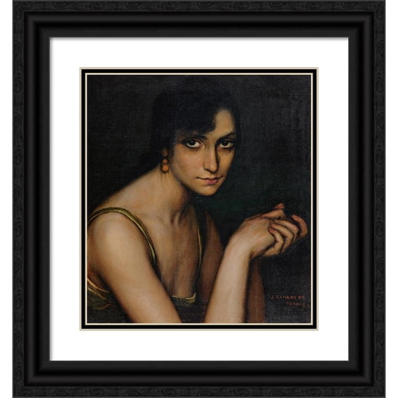 Julio Romero De Torres 15x16 Black Ornate Wood Framed Double Matted Museum Art Print Titled - Julita Cerda