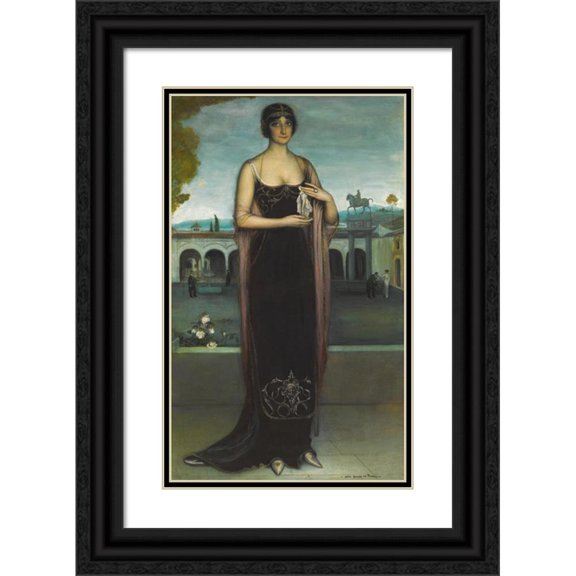 Julio Romero De Torres 16x24 Black Ornate Framed Double Matted Museum Art Print Titled: Adela Carbone, La Tanagra (Adela Carbone, the Tanagra)