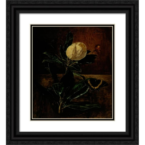 Julio Ruelas 15x17 Black Ornate Wood Framed Double Matted Museum Art Print Titled - The Magnolia (1900)