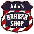 thumbnail image 1 of Julio's Barber Shop Sign Shield Metal Gift Hair Gift 211110020250, 1 of 1
