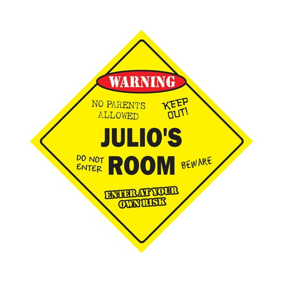 Julio's Room Sign Crossing Zone Xing | Indoor/Outdoor | 20" Tall kids bedroom decor door children's name boy girl