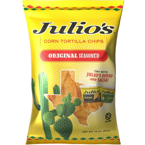 Julio's Seasoned Corn Tortilla Chips, 14 oz Value Size Bag