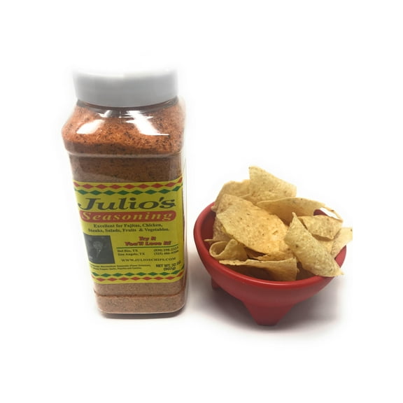 Julios Seasoning 32oz container with salsa bowl bundle.