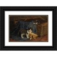 thumbnail image 1 of Julius Adam the younger 14x11 Black Ornate Wood Framed Double Matted Museum Art Print Titled: Three Cat Children (1887), 1 of 5
