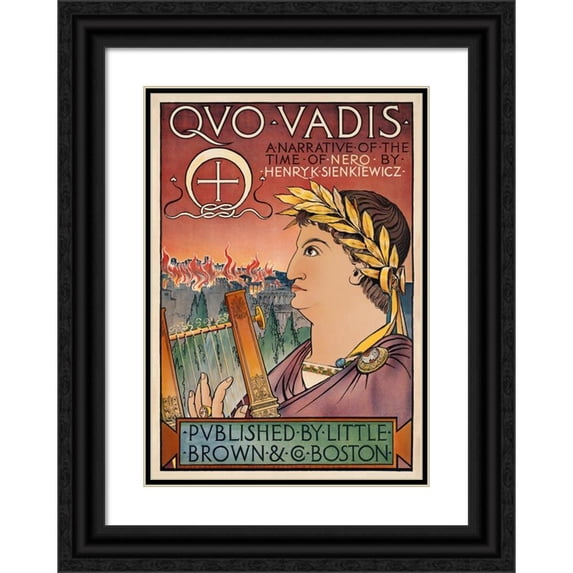 Julius Adolph Schweinfurth 14x18 Black Ornate Wood Framed Double Matted Museum Art Print Titled - Quo Vadis, a Narrative of the Time of Nero (1897)
