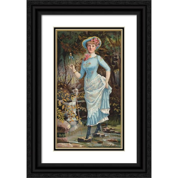 Julius Bien 15x24 Black Ornate Framed Double Matted Museum Art Print Titled: H.J. Holbrook and Co., Ladies Fine Shoes (1885)