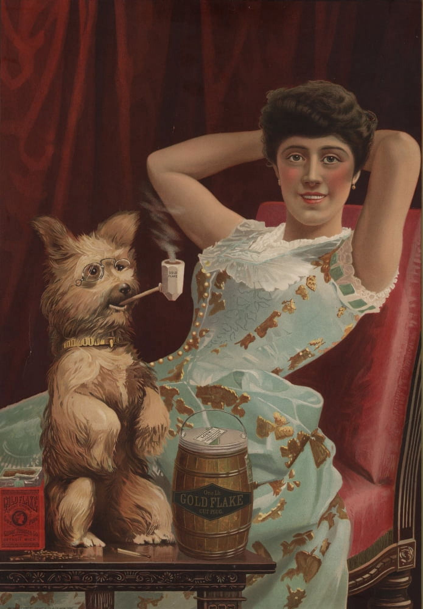 Julius Bien & Co Globe Tobacco Ad 1885 Dog with Pipe Canvas Art - Julius Bien & Co (18 x 24)