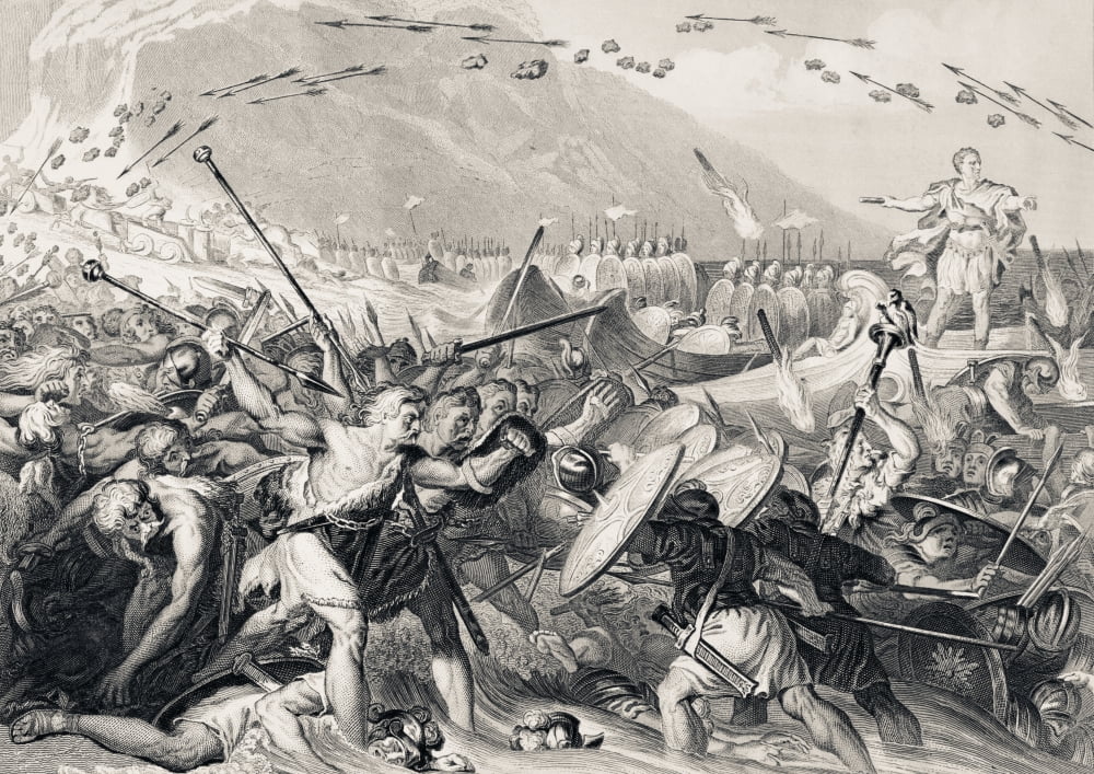 Julius Caesar Lands In Britain 55 Bc From The National And Domestic History Of England By William Aubrey Published London Circa 1890 Canvas Art - Ken Welsh Design Pics (34 x 24)