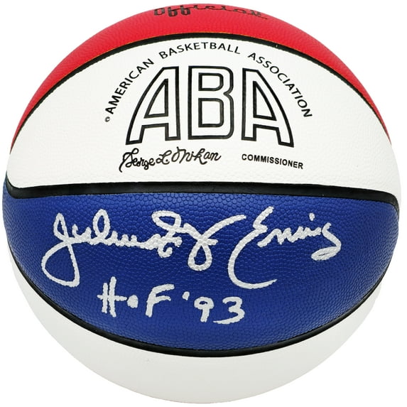 Julius "Dr. J" Erving Autographed Official ABA Logo Red, White & Blue Basketball Philadelphia 76ers "HOF 93" Beckett BAS Witness 230288