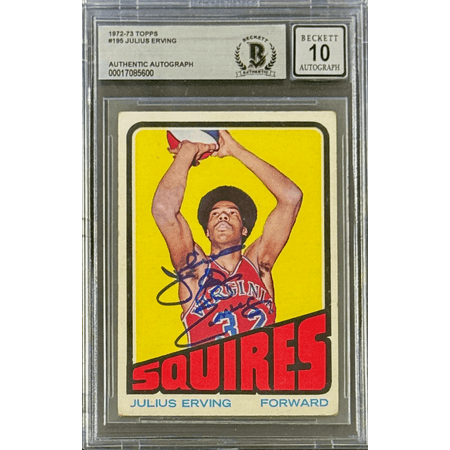 Julius "Dr. J" Erving Signed 1970 Topps Card #195 Beckett Auto 10 17085600