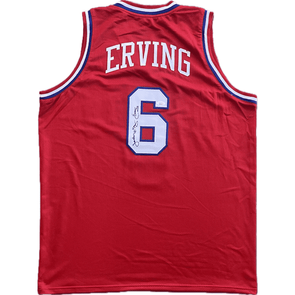 Julius Dr. J Erving Signed Autographed Custom RED/White/Blue #6  Jersey JSA