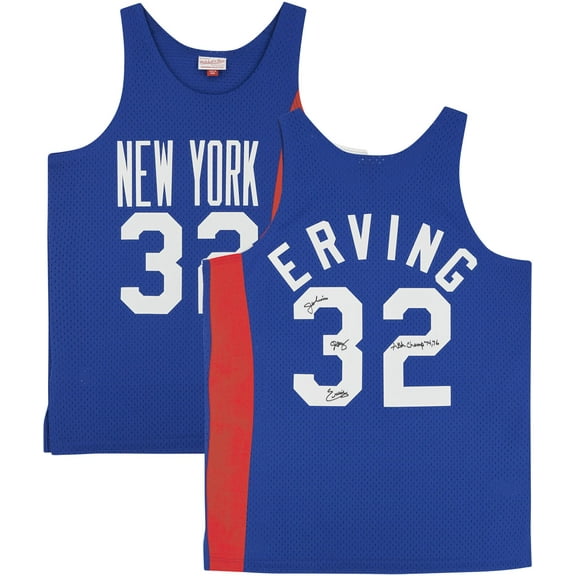 Julius Erving New York Nets Autographed Royal Blue Mitchell & Ness 1973-1974 Authentic Jersey with "ABA Champ 74, 76" Inscription - Fanatics Authentic Certified
