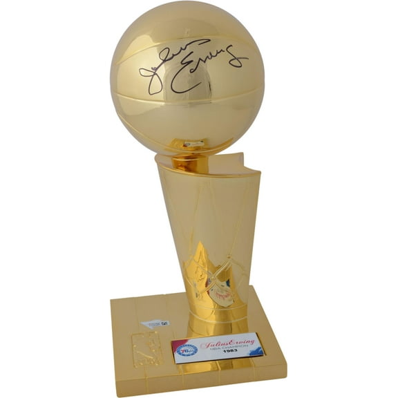Julius Erving Philadelphia 76ers Autographed NBA Finals Champion Replica Larry O'Brien Trophy with Sublimated Plate - Fanatics Authentic Certified